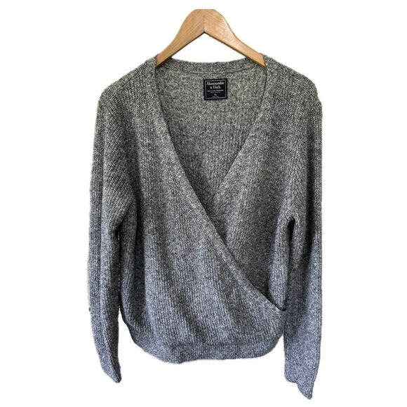 Abercrombie & Fitch Marled Surplice Front Wrap Knit Stocking Stitch Sweater XL - Picture 1 of 7